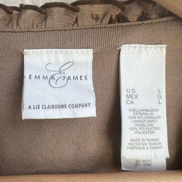 Emma James Liz Claiborne Co Women's Brown Leopard Cheetah Print Blouse/Top Lrg - Picture 4 of 8